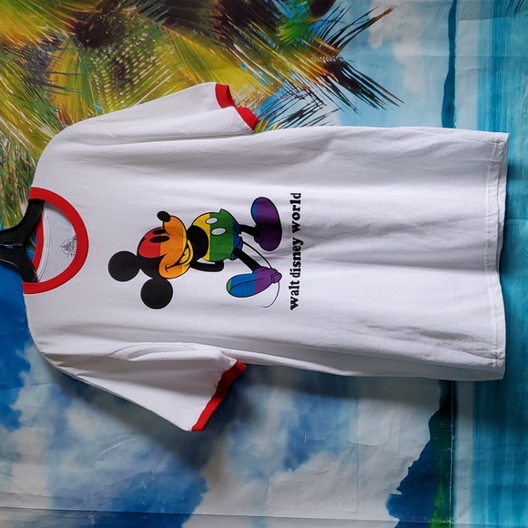 Disney Parks Mikey mouse Rainbow Pride Tshirt size L - Picture 1 of 2